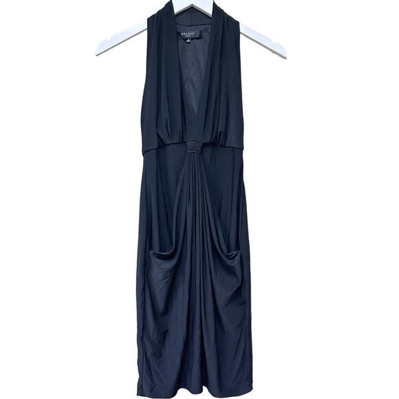 Nine West Black Origami V-Neck Ruched Sleeveless Workwear Cocktail Dress Size 2 - Picture 1 of 11